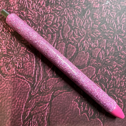 Pink glitter epoxy pen RTS