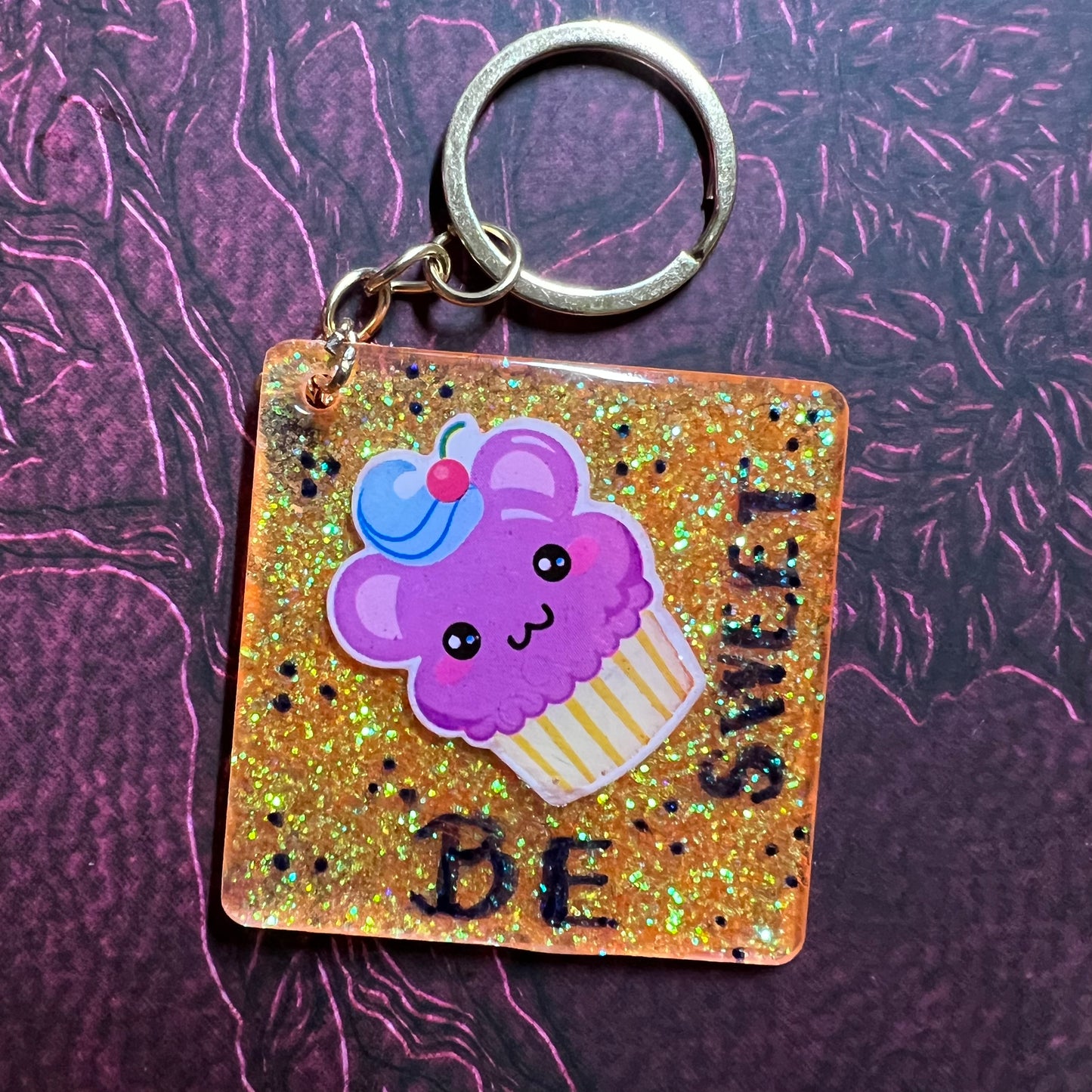 Be Sweet accent glitter keychain RTS