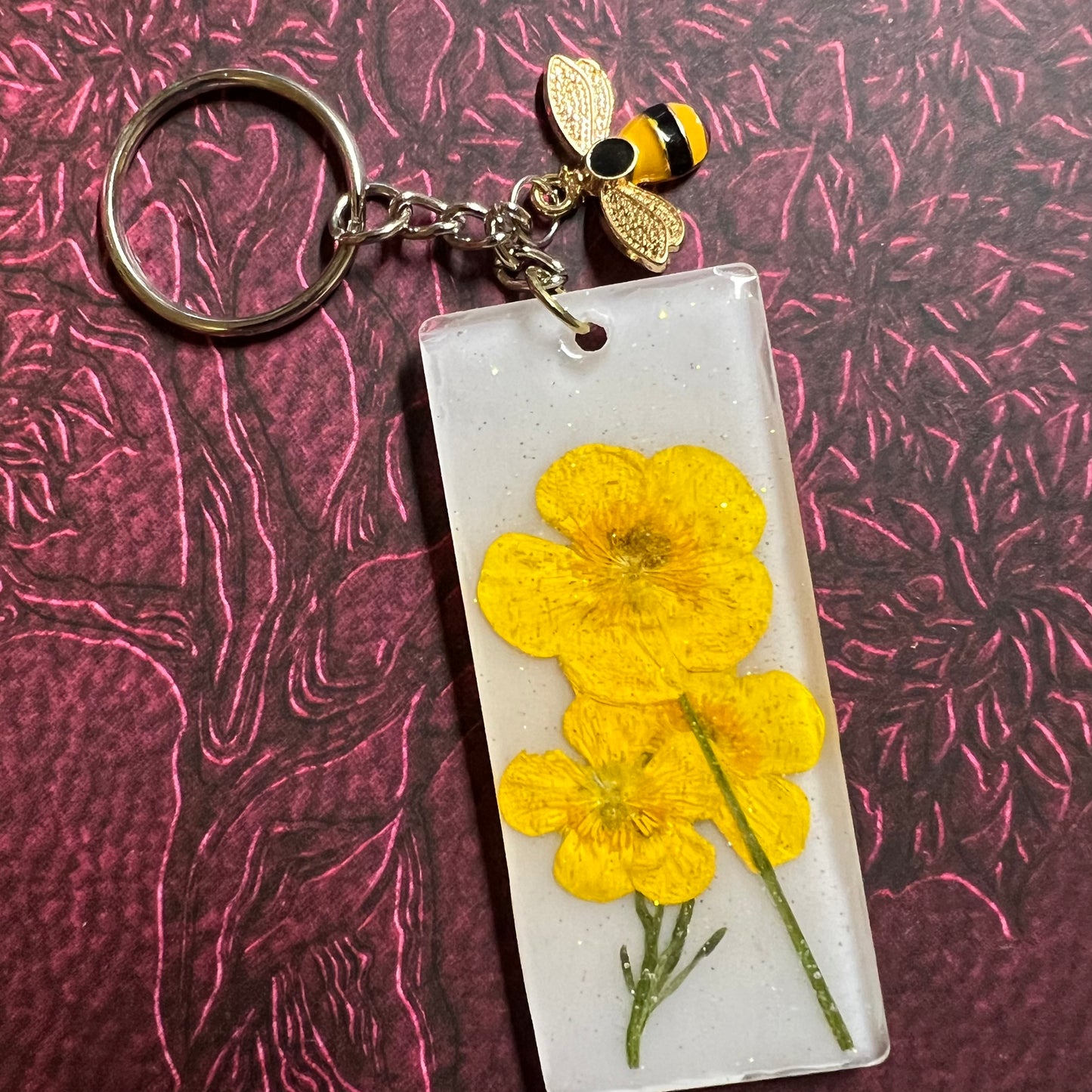 Dried flower accent keychain RTS