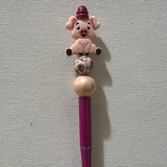 Pig (Pink) Beaded Pen RTS