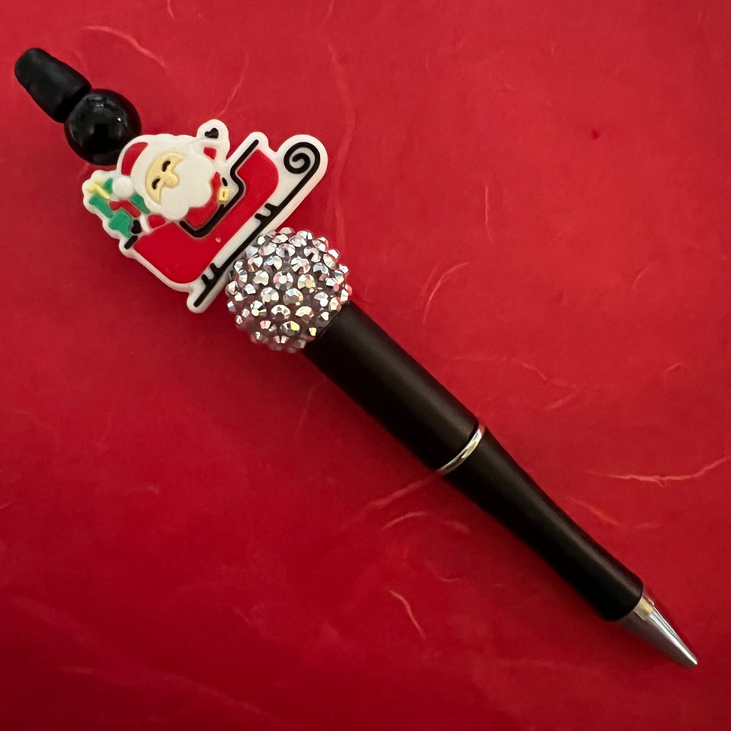 Santa on Sleigh Beaded Pen RTS