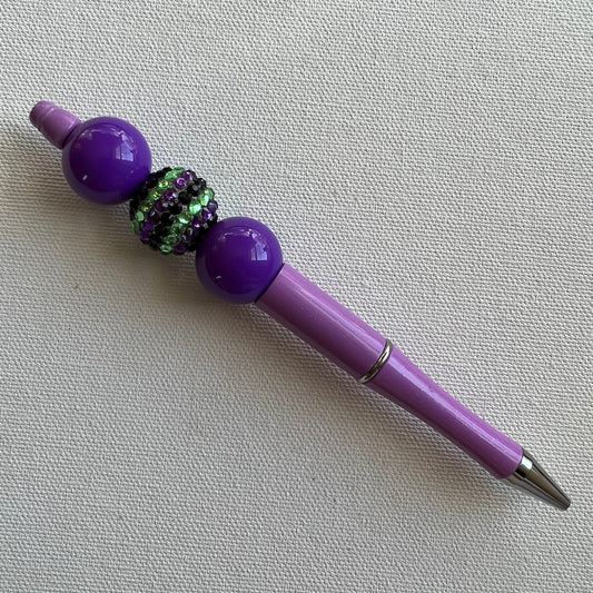 Purple n Rhinestone Beaded Pen RTS