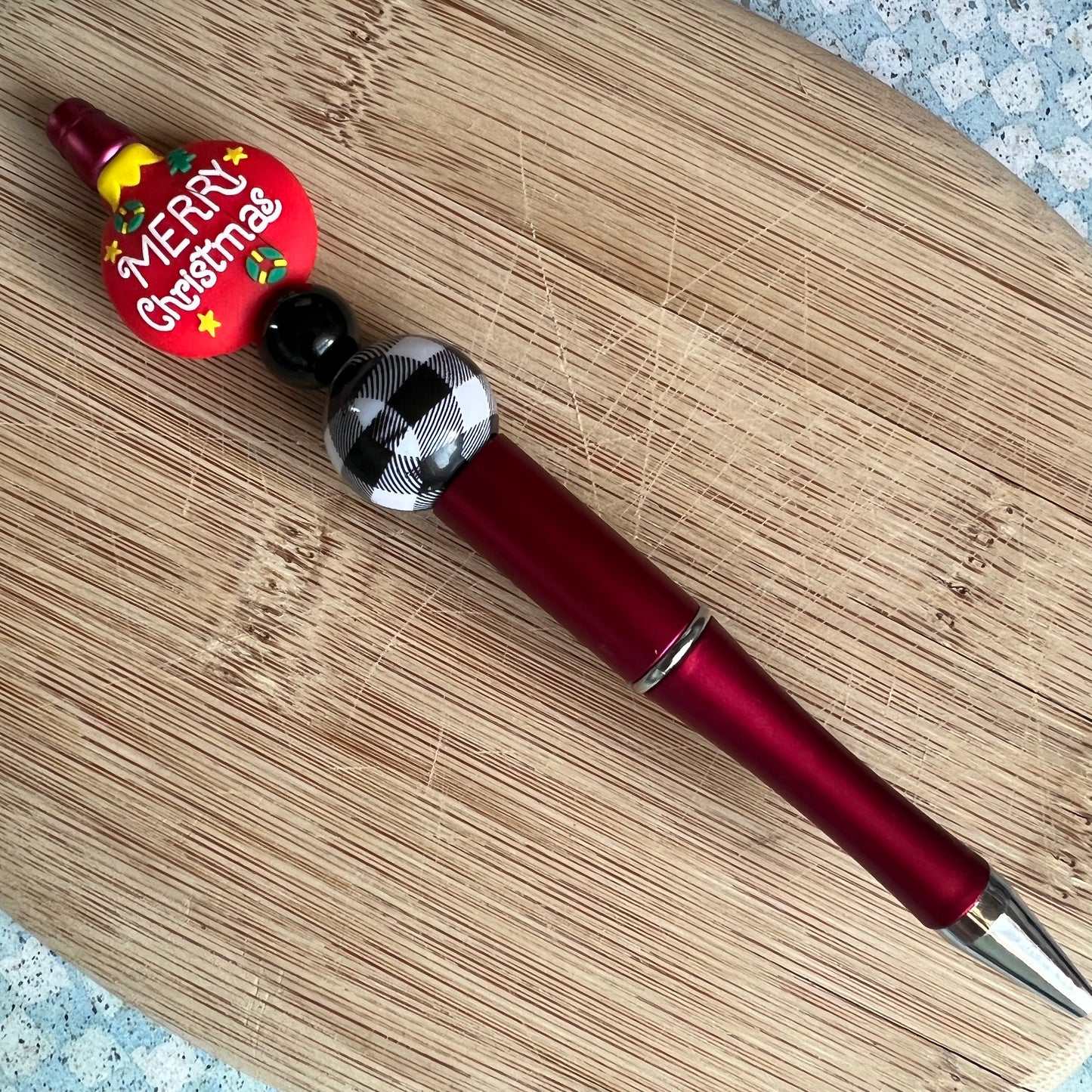 Christmas Ornament Beaded Pen. RTS