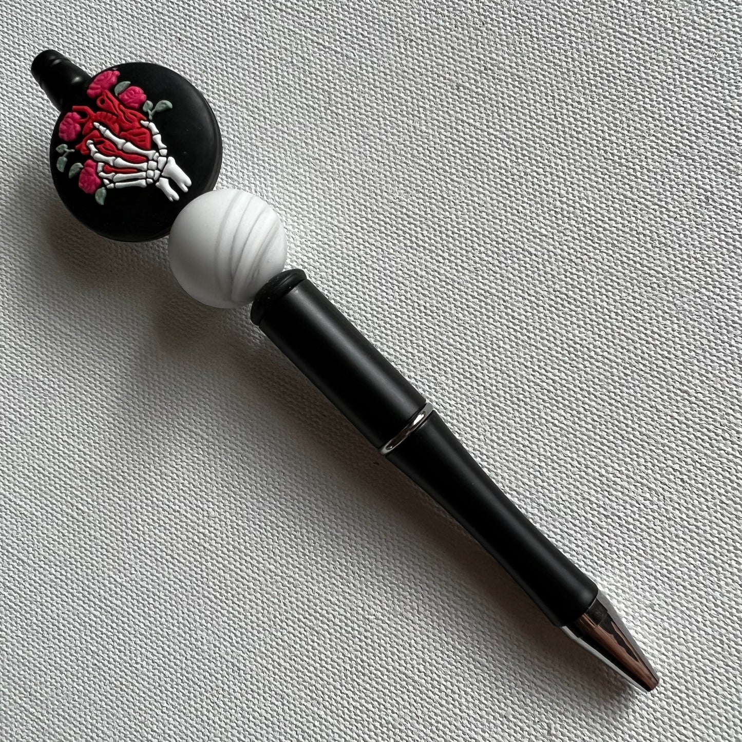 Skully handful of flowers Beaded Pen RTS
