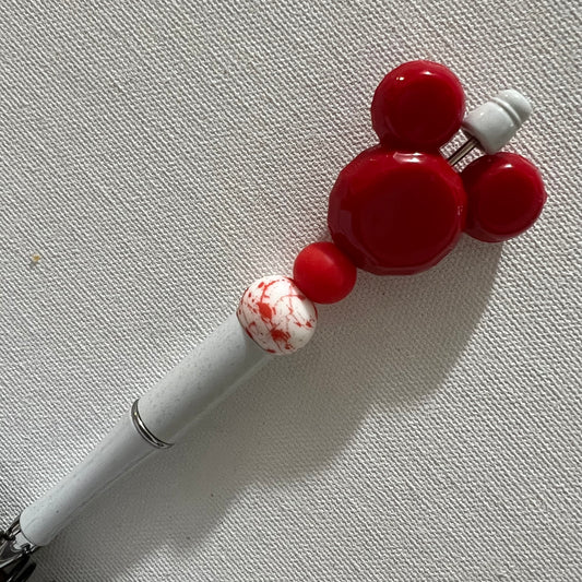 Mouse Head (Red) Beaded Pen RTS