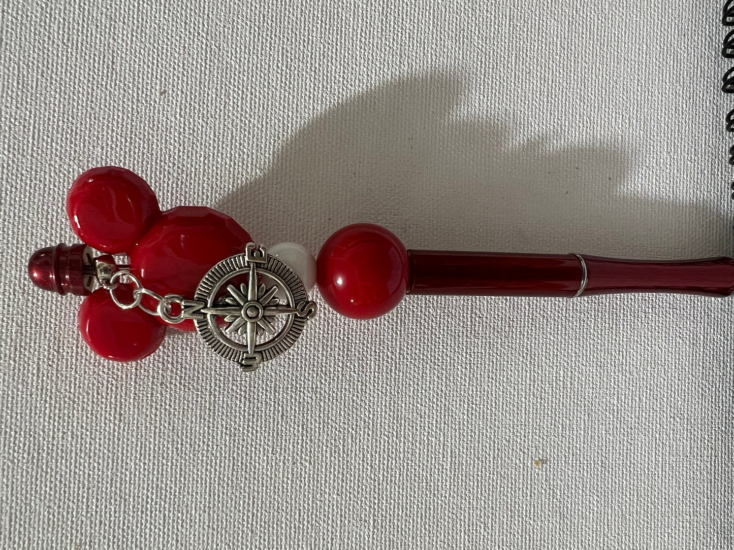 Mouse Head (Red) #2 Beaded Pen w/charm RTS