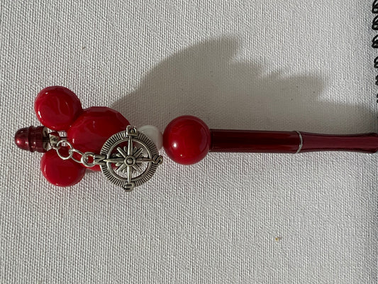 Mouse Head (Red) #2 Beaded Pen w/charm RTS