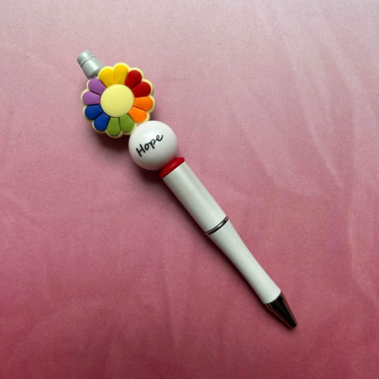 Rainbow Flower Beaded Pen RTS