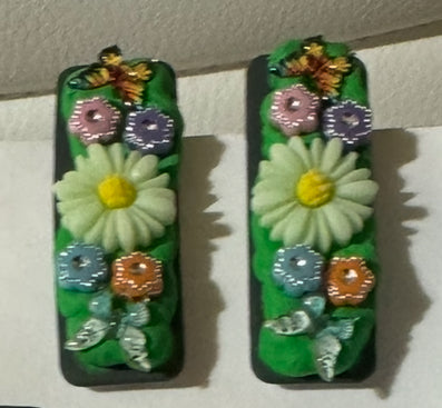Decoden Hair Clips Green Garden