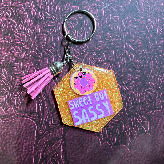 Sweet but sassy epoxy keychain RTS
