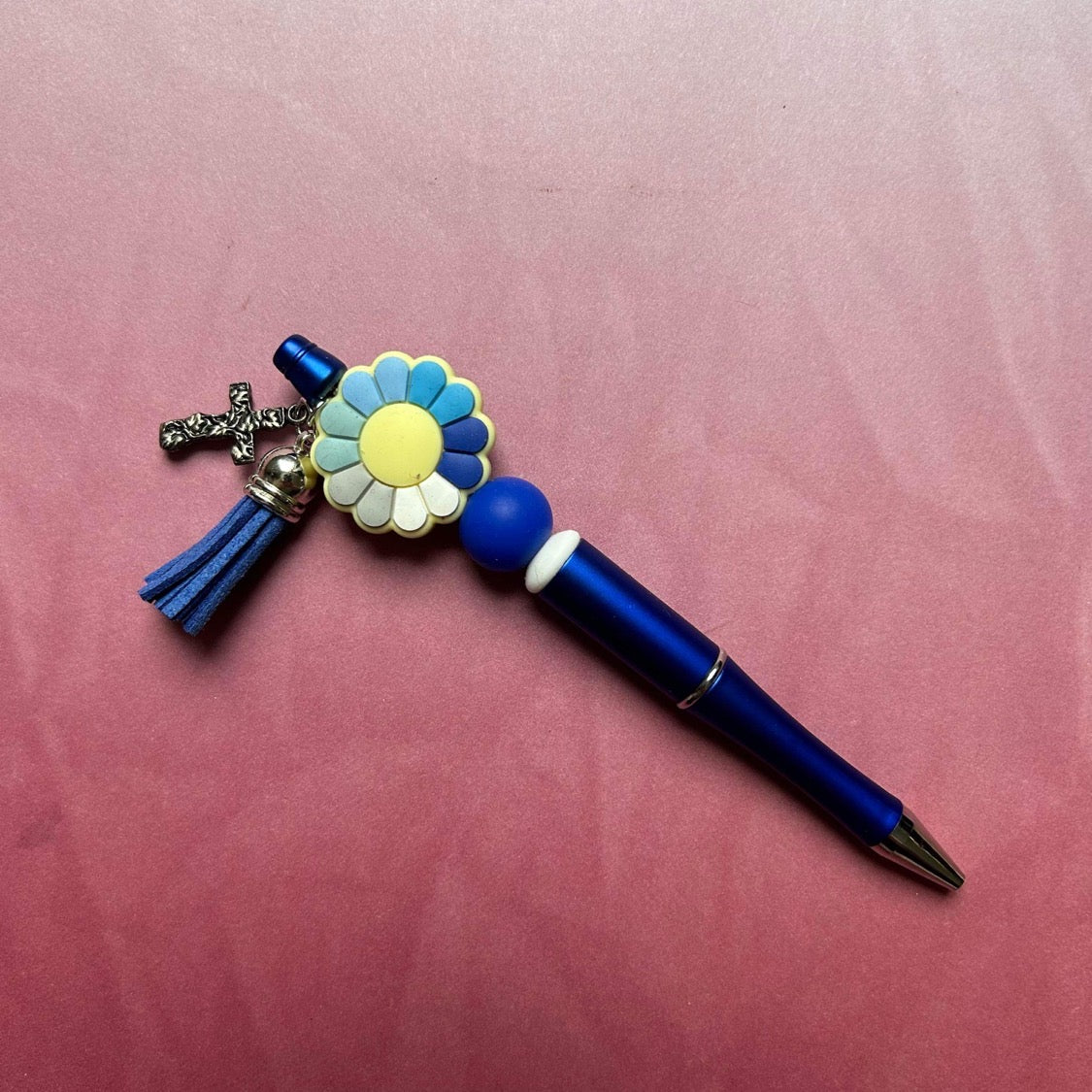 Shades of Blue Flower Beaded Pen RTS