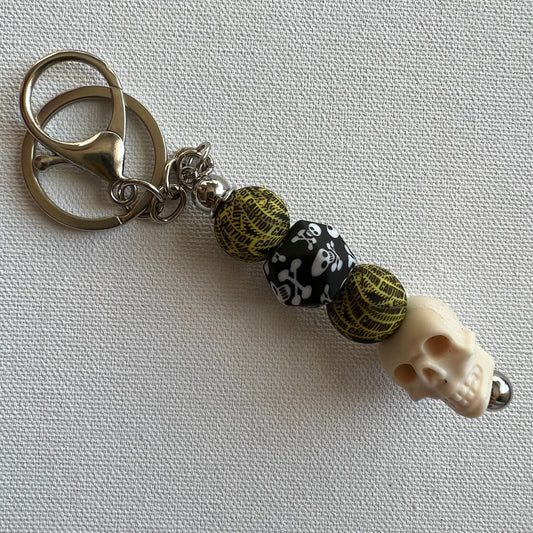 True Crime Skull Beaded Keychain RTS
