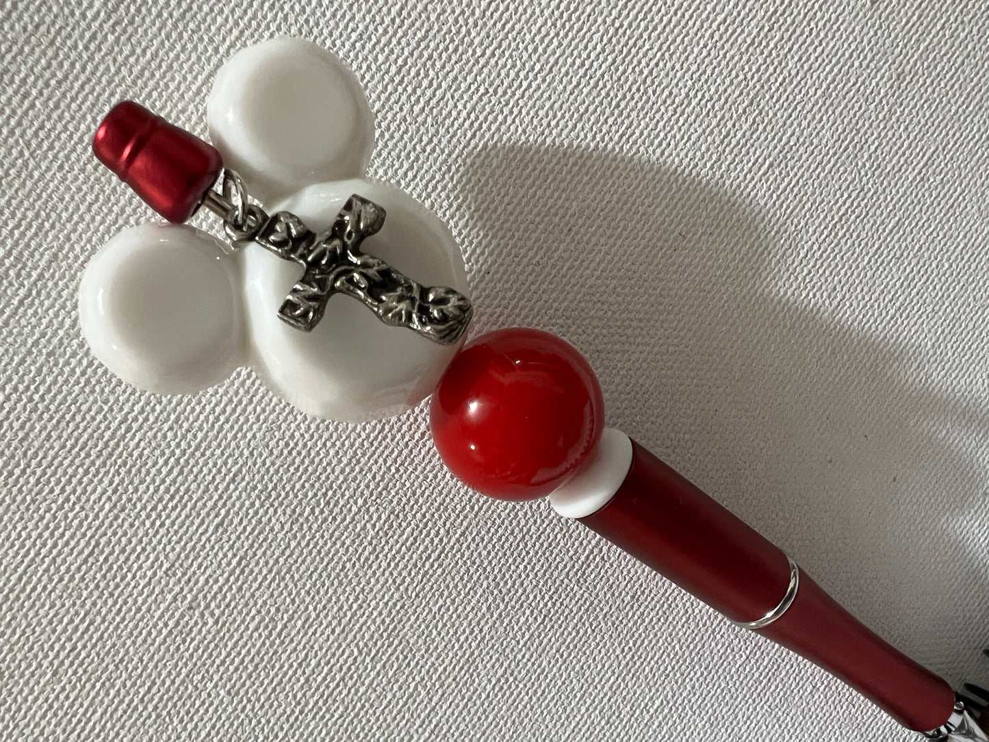 Mouse Head (White) Beaded Pen w/charm RTS
