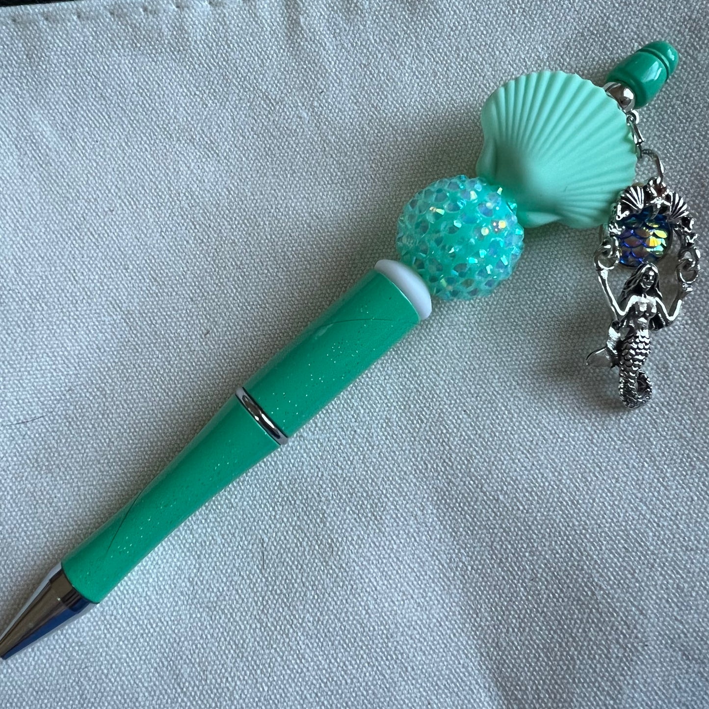 Under the sea Mermaid charm Beaded Pen RTS